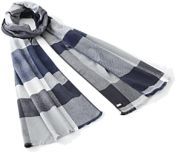 OR005NV Soft Stripes Scarf Navy